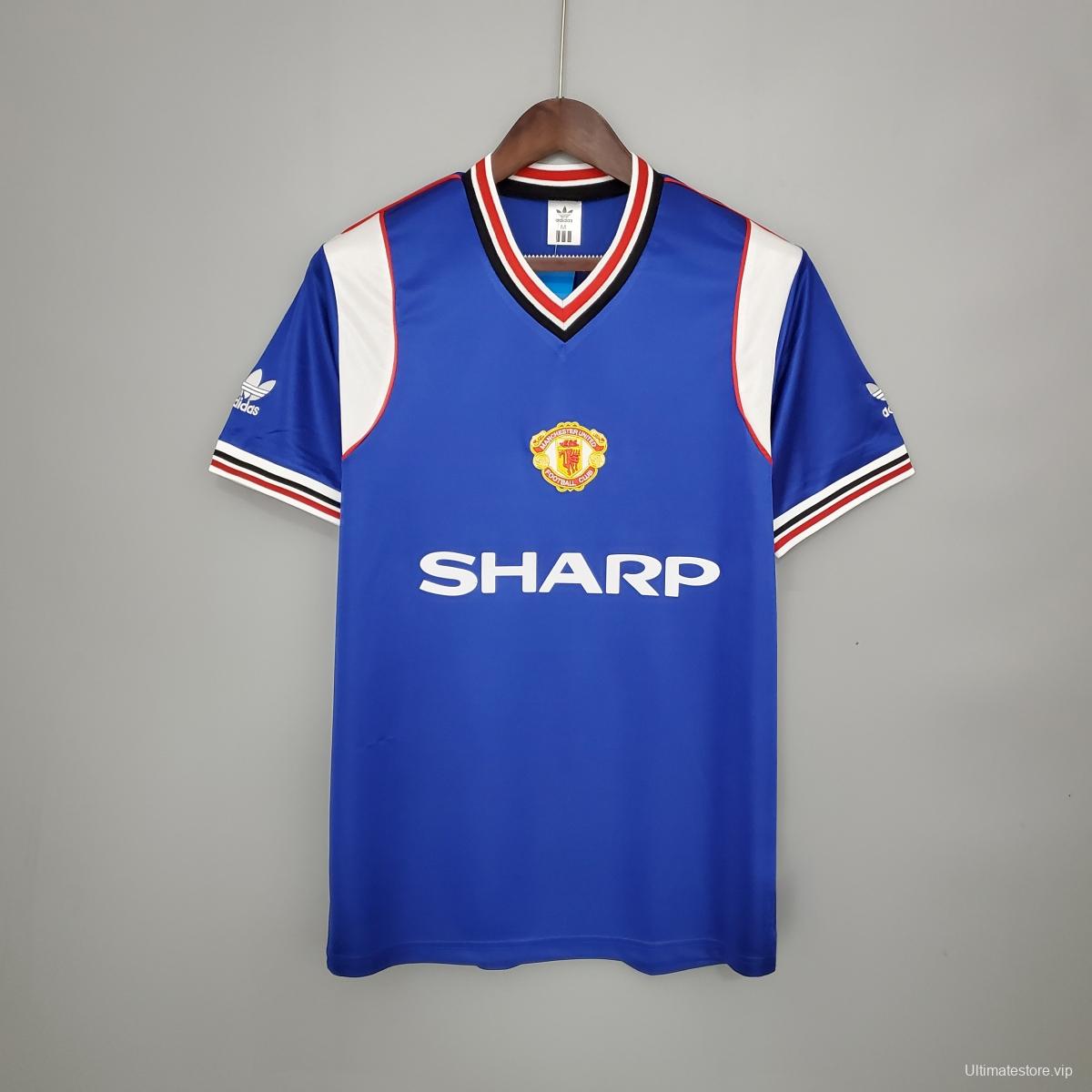 Retro Manchester United 85/86 away blue Soccer Jersey