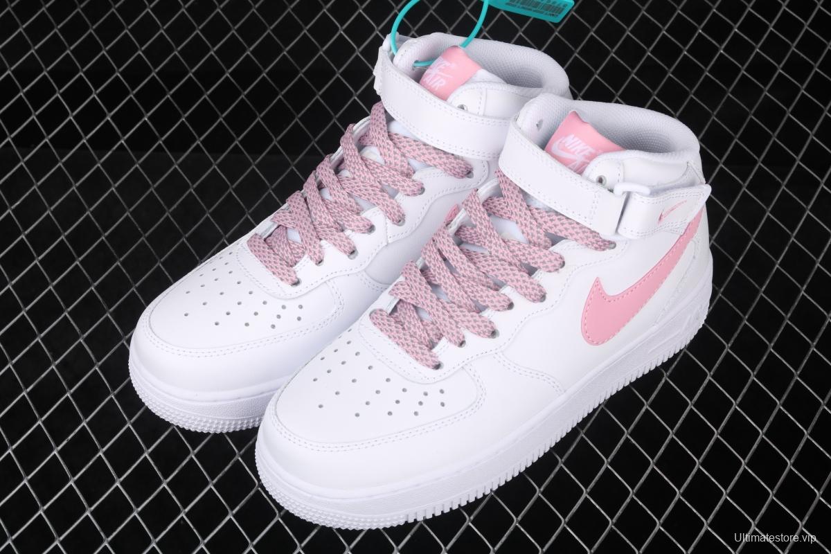 NIKE Air Force 11607 Mid white powder 3M reflective casual board shoes 366731-911