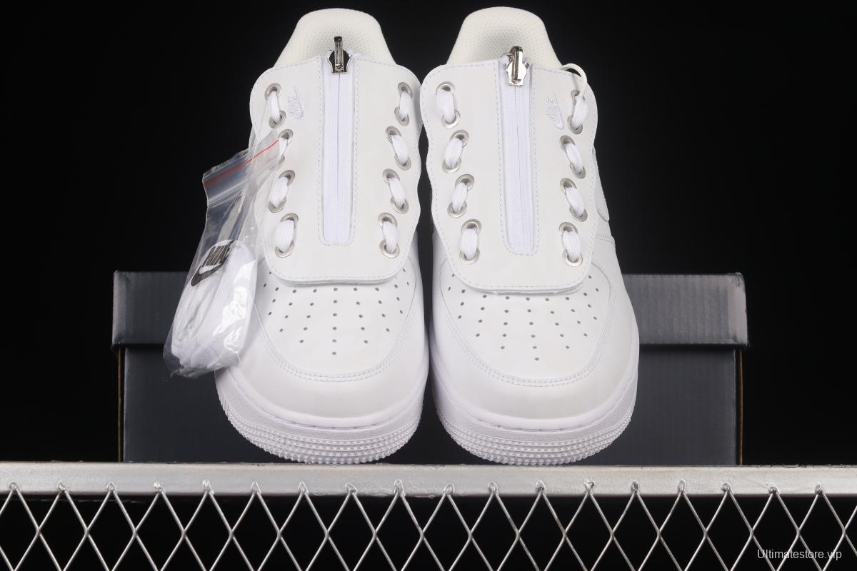 NIKE Air Force 1'07 Low Shroud zipper all white low-top casual sneakers DC8875-100