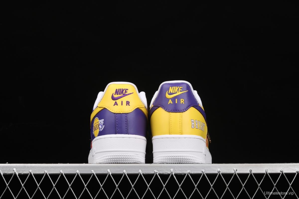 NIKE Air Force 1: 07 co-signed Kobe Bryant Lakers LA white and purple shoes with yellow color low-top casual shoes 315122-118