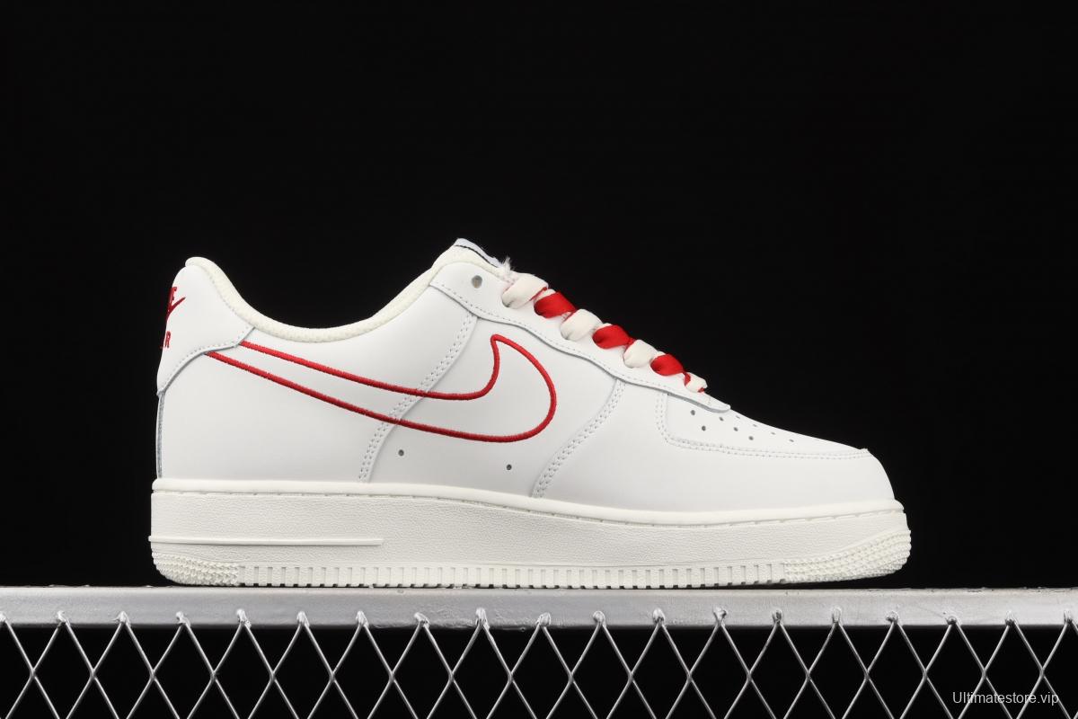 NIKE Air Force 1x07 Low rice white red electric embroidery hook low-top casual board shoes CL6326-108