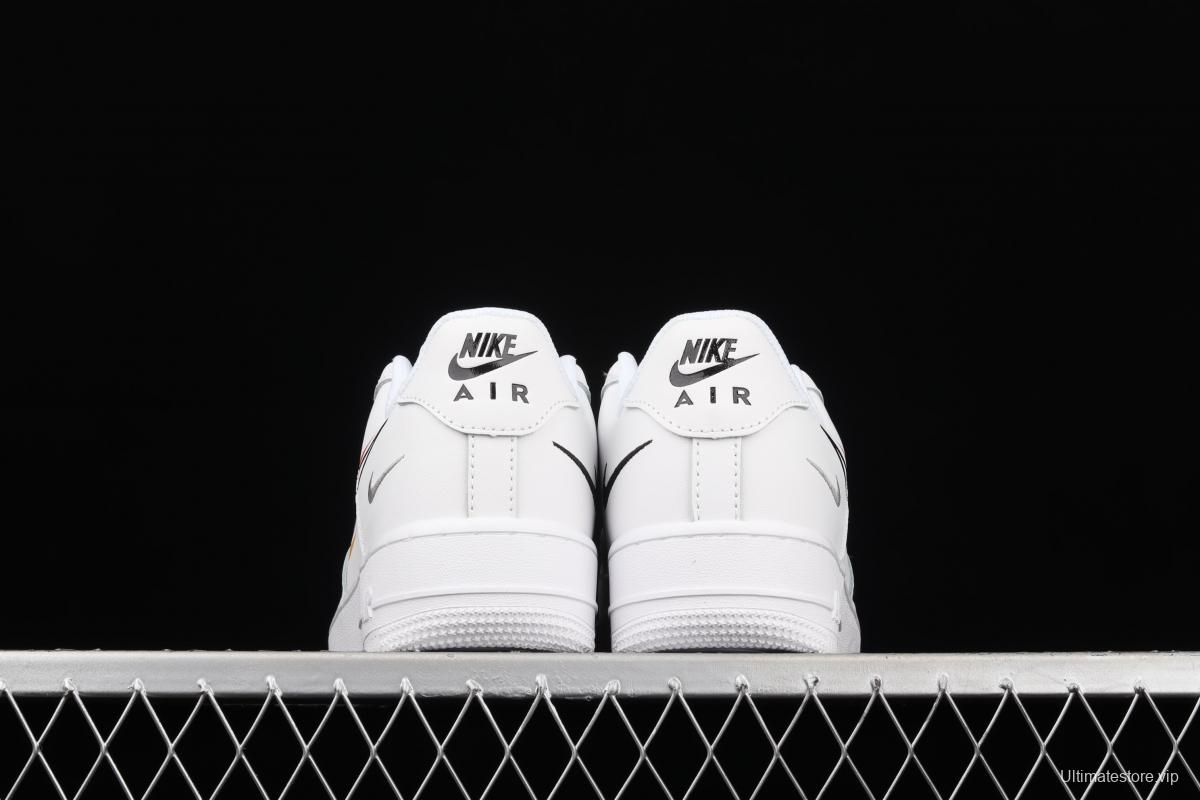 NIKE Air Force 1 Low Multi Swoosh all-white colorful low-top casual board shoes DM9096-100