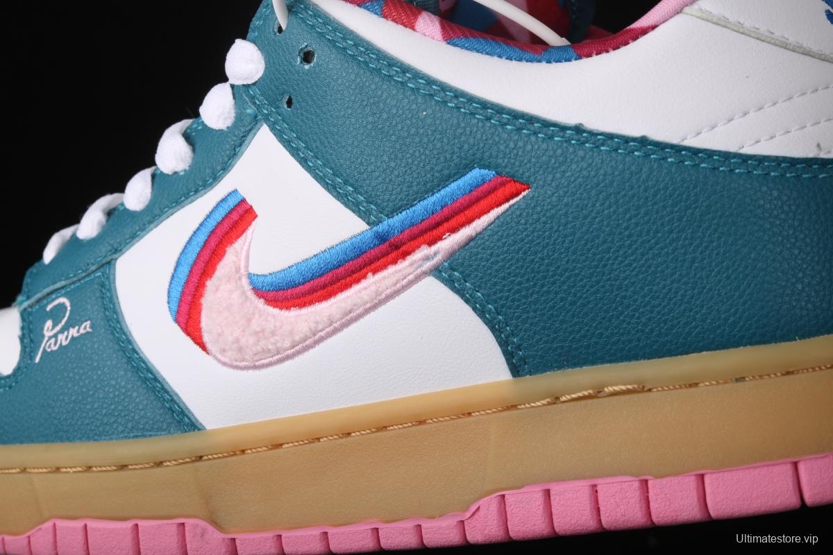 Parra x NIKE SB DUNK Low CN4504-105joint style tricolor hook embroidery rainbow geometric pattern casual low-top skateboard shoes