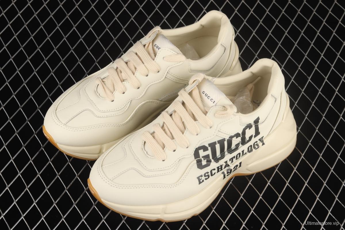 Gucci Rhyton Vintage Trainer Sneaker Gucci daddy 5D leather horn retro jogging daddy shoes DRW009522