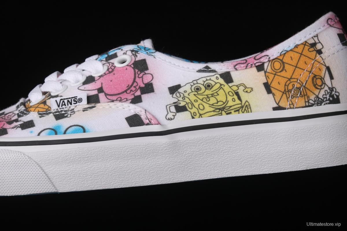 SpongeBob x Vans Authentic color printing cartoon limited edition low-top casual board shoes VN0ASHZSZAS