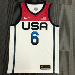 Thai Version Men's Damian Lillard White USA Basketball Player Jersey