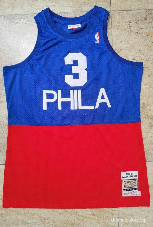 Men's Allen Iverson Blue And Red Retro Classic Team Jersey