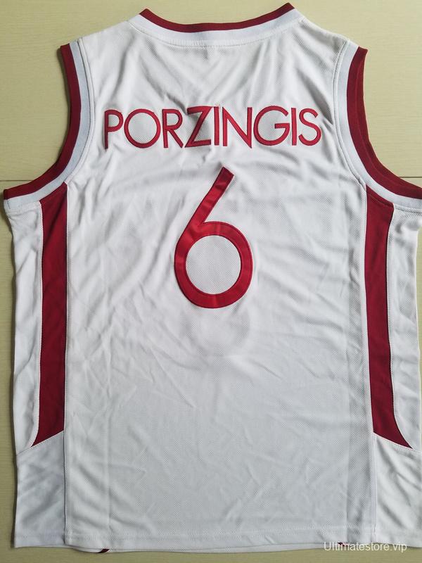 Kristaps Porzingis 6 Latvija White Basketball Jersey