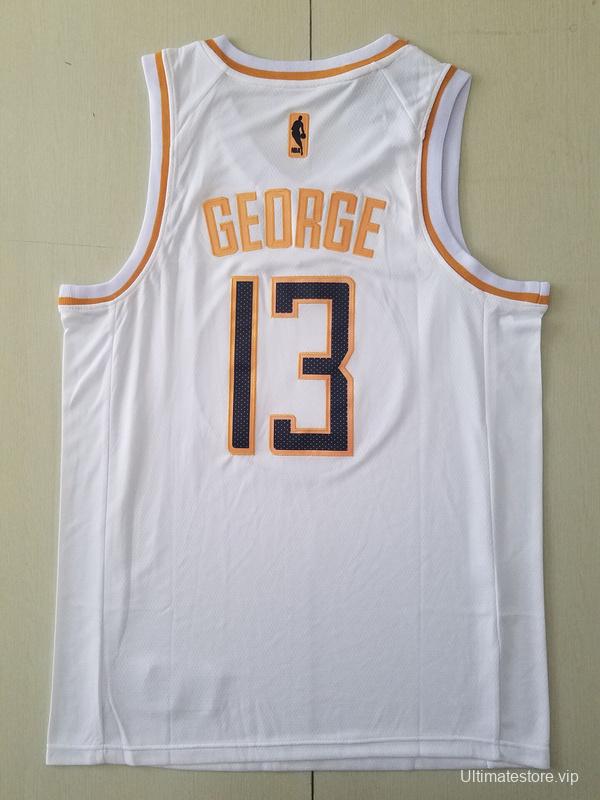 Paul George 13 White Golden Edition Jersey