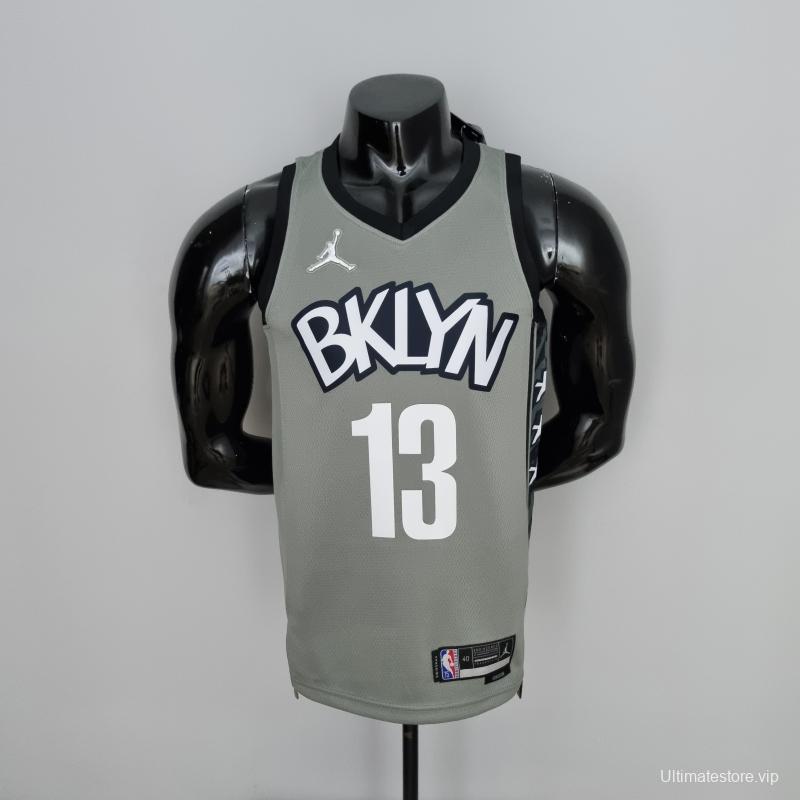 75th Anniversary Harden #13 Brooklyn Nets City Edition Gray NBA Jersey