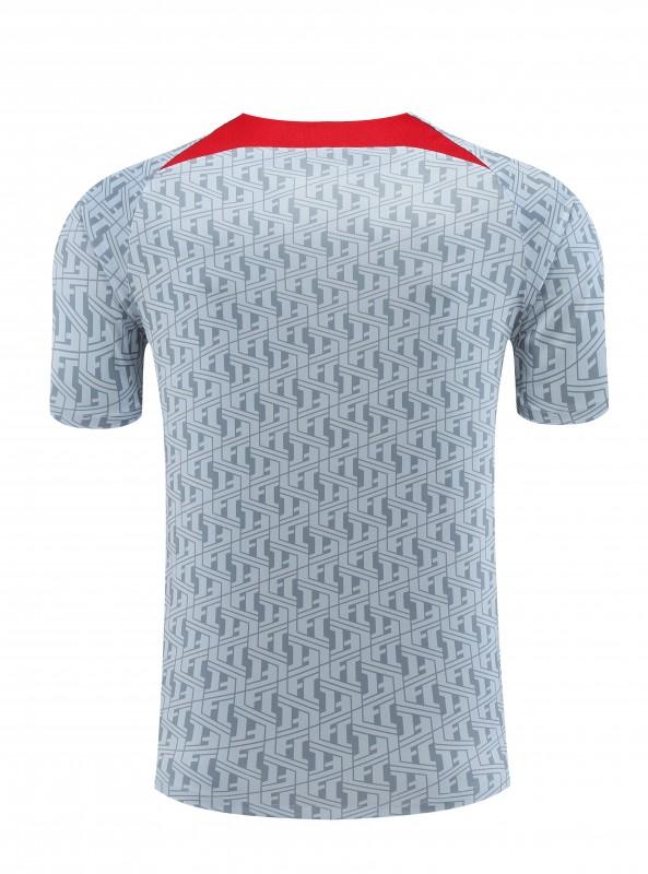 23-24 Liverpool White/Grey Grid Short Sleeve+Shorts