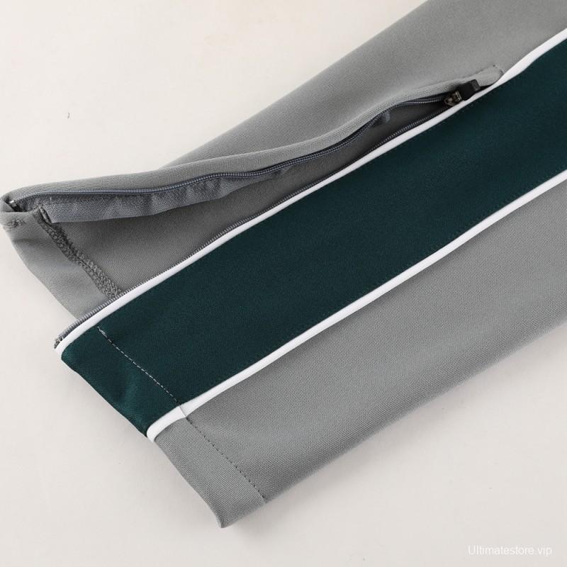 2023 NIKE Grey/Dark Green Hoodie Full Zipper Jacket +Pants
