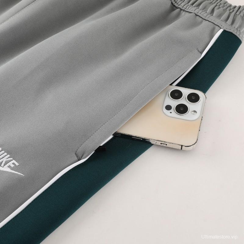 2023 NIKE Grey/Dark Green Hoodie Full Zipper Jacket +Pants