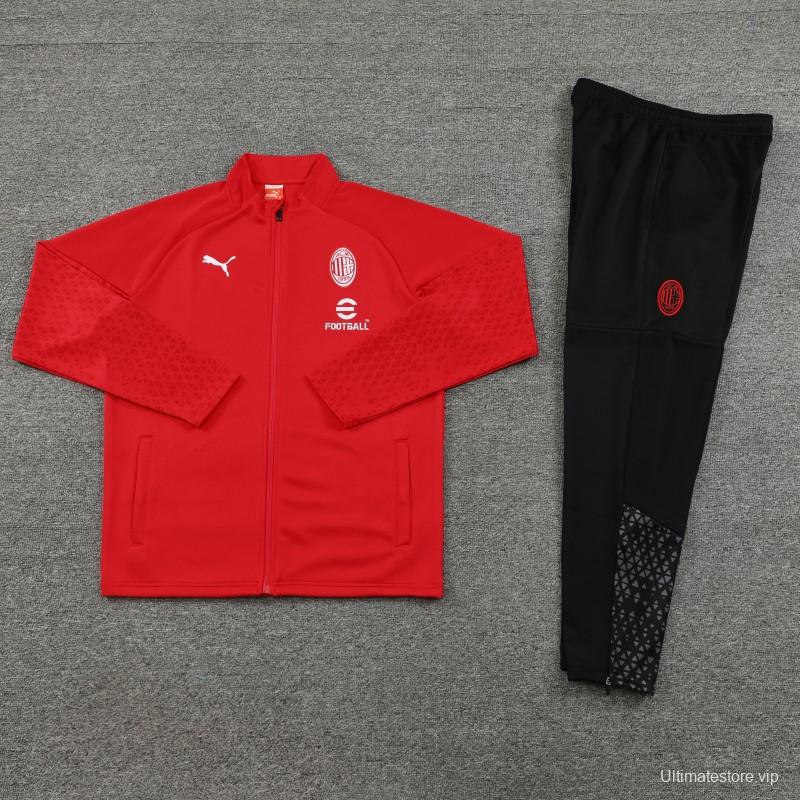 23/24 AC Milan Red Half Zipper Jacket +Pants