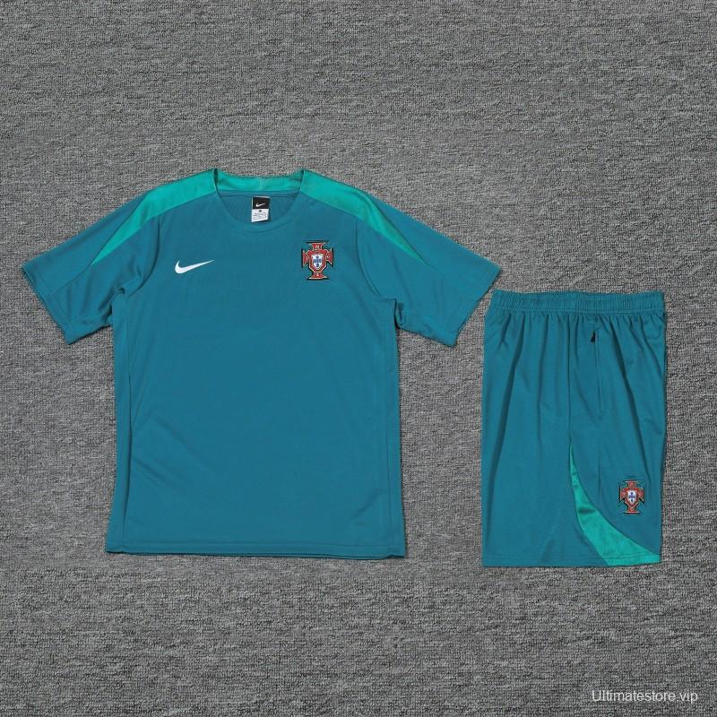 2024 Portugal Blue Short Sleeve Jersey+Shorts