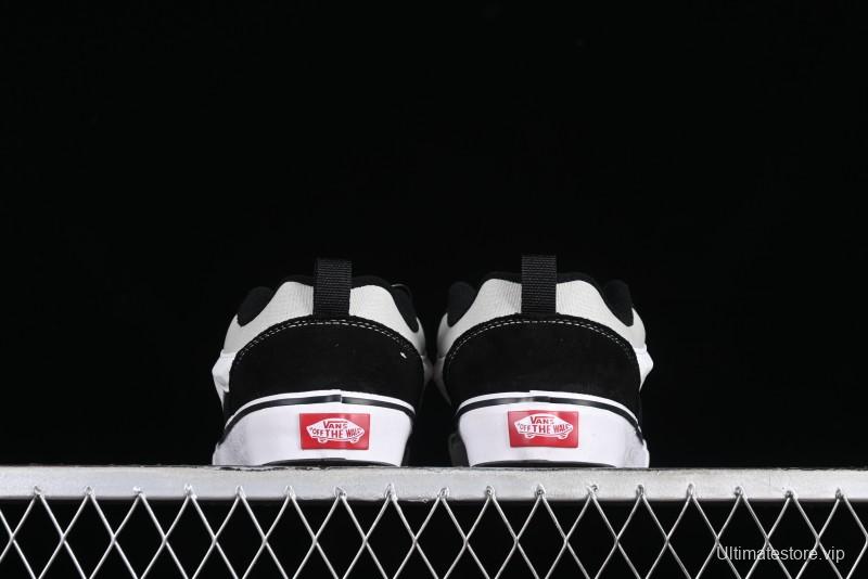 Vans Classics Knu Skool Patchwork Letter Lace-Up Chunky Tongue Platform Sneakers - VN0009QCBLK