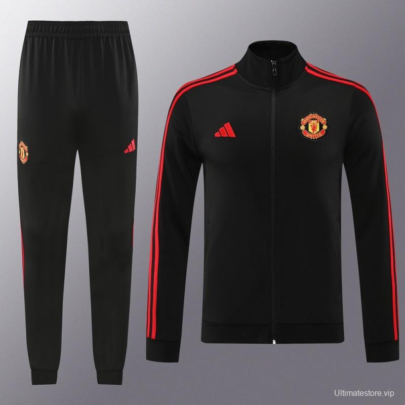 24/25 Manchester United Black Full Zipper Jacket +Long Pants