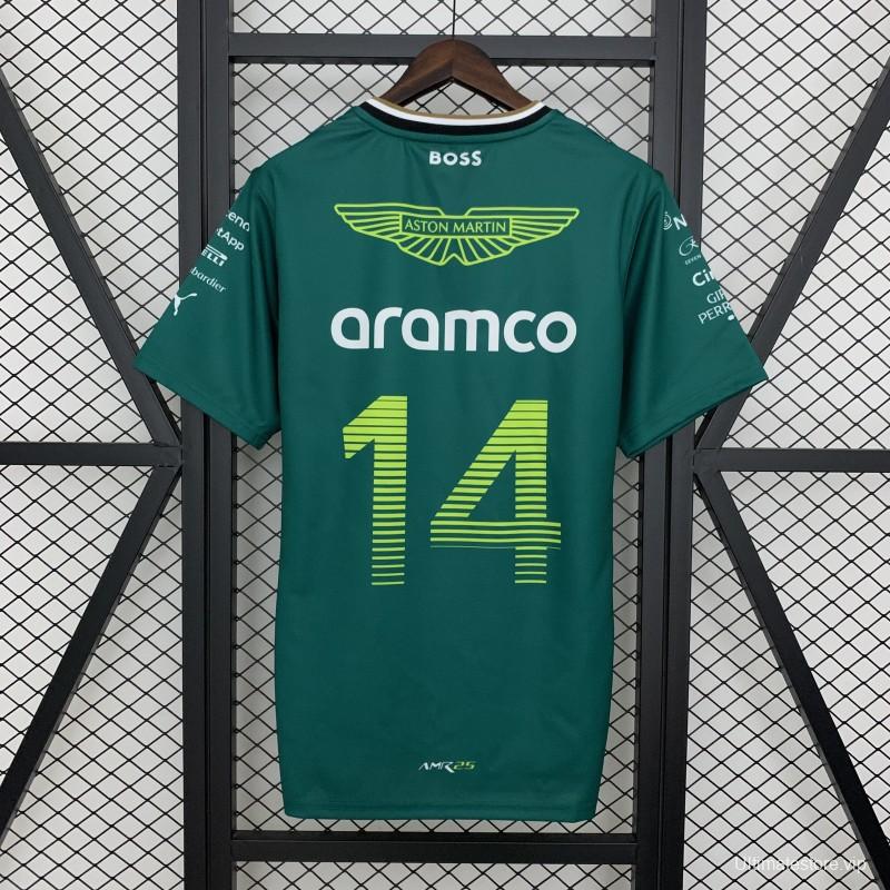 2025 F1 Formula Aston Martin Green ARAMCO #14 T-Shirt