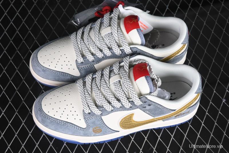Nike SB Dunk Low Year of the Snake Limited Edition - Gold Snake Anniversary Custom Low-Top Casual Sneakers - XX3168-116