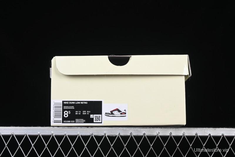 Nike SB Dunk Low Supreme Collaboration - Black Leather Texture Anniversary High-End Custom Low-Top Casual Skate Shoes - XS1086-020