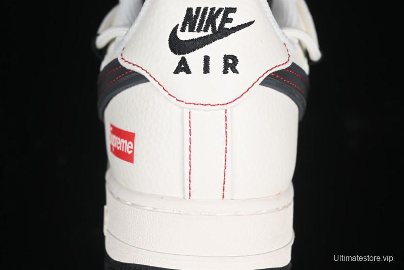 Nike Air Force 1 '07 Low Supreme Collaboration - Beige Red Lace-Up Low-Top Casual Sneakers SJ1198-104