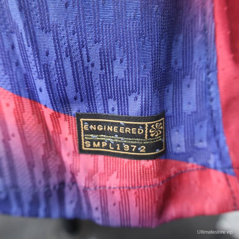 Player Version 25/26 FC Barcelona Blue with Red Diagonal Stripes Jersey