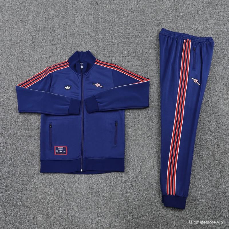 25/26 Arsenal Blue with Red & White Stripes Full Zipper Jacket +Long Pants