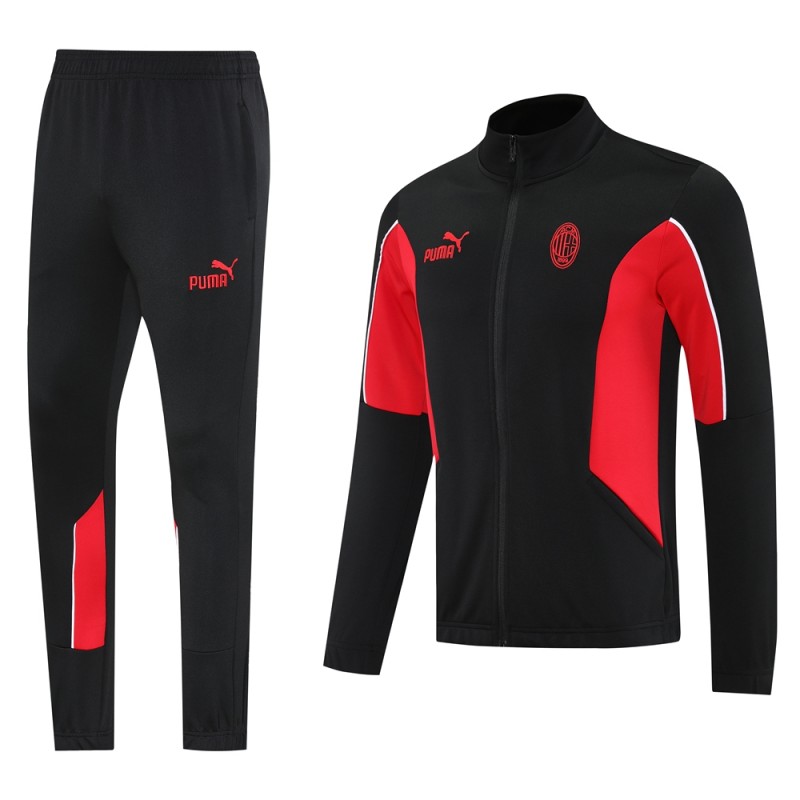 25/26 AC Milan Black/Red Full Zipper Jacket +Long Pants