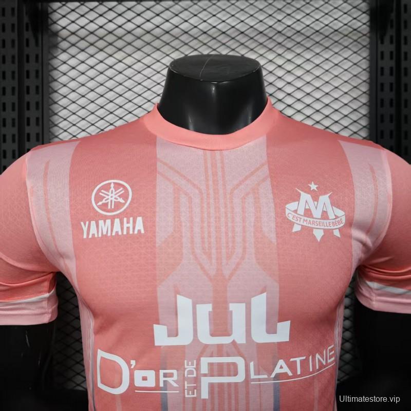 Player Version 25/26 Olympique de Marseille Pink with Geometric Pattern Jersey