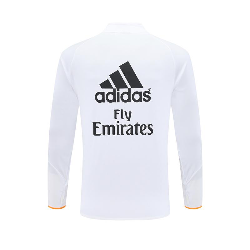 Retro 13/14 Real Madrid White Half Zipper Jacket+Long Pants
