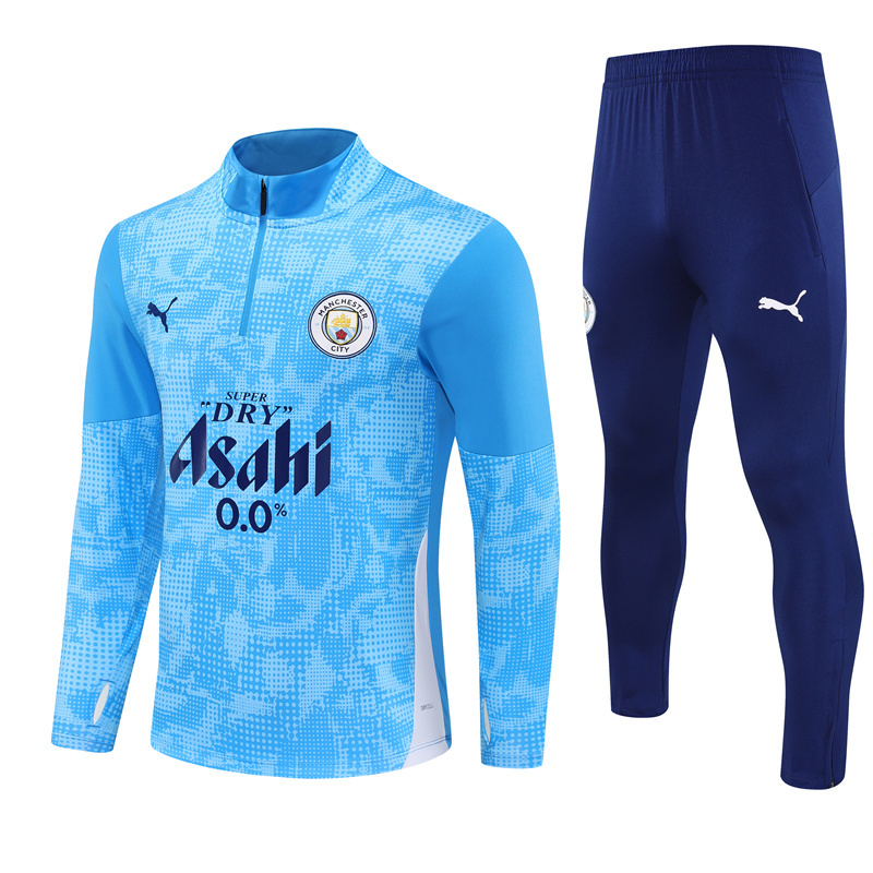 25/26 Manchester City Light Blue Camouflage Half Zipper Jacket+Long Pants