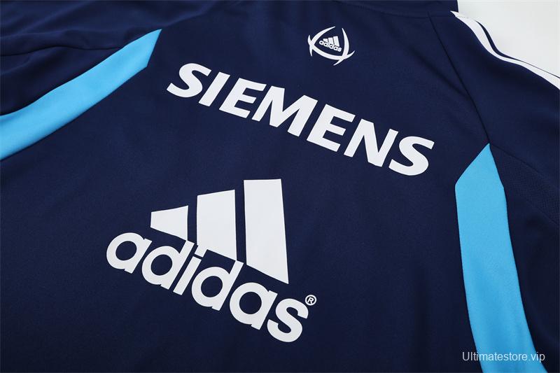 Retro 05/06 Real Madrid Royal Blue Half Zipper Jacket+Long Pants