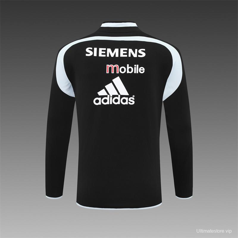 Retro 04/05 Real Madrid Black Half Zipper Jacket+Long Pants