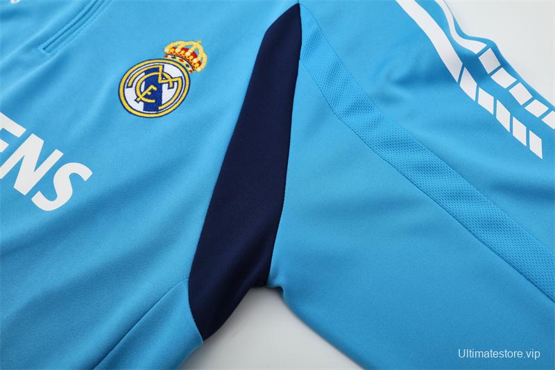 Retro 05/06 Real Madrid Light Blue Half Zipper Jacket+Long Pants