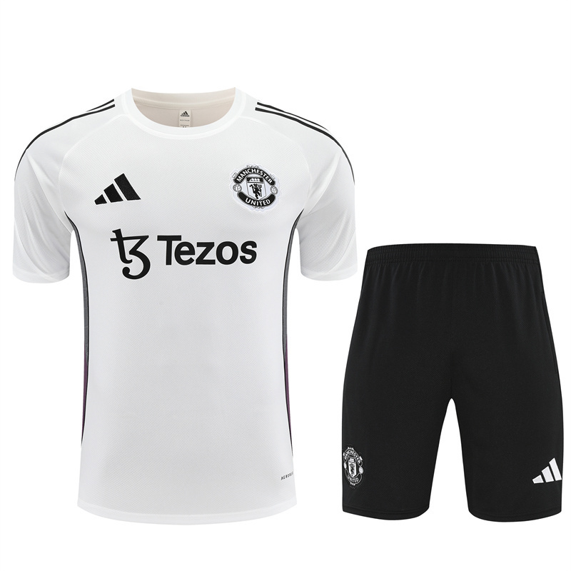 25/26 Manchester United White Purple Short Sleeve+Soccer Shorts