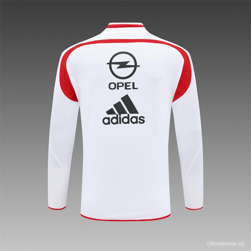 Retro 04/05 AC Milan White Half Zipper Jacket+Long Pants