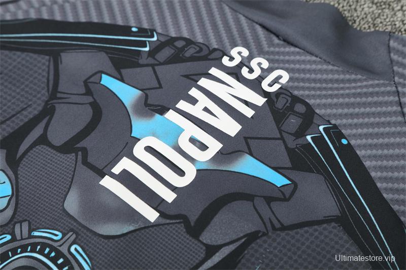 25/26 Napoli Black Grey Camouflage Half Zipper Jacket+Long Pants