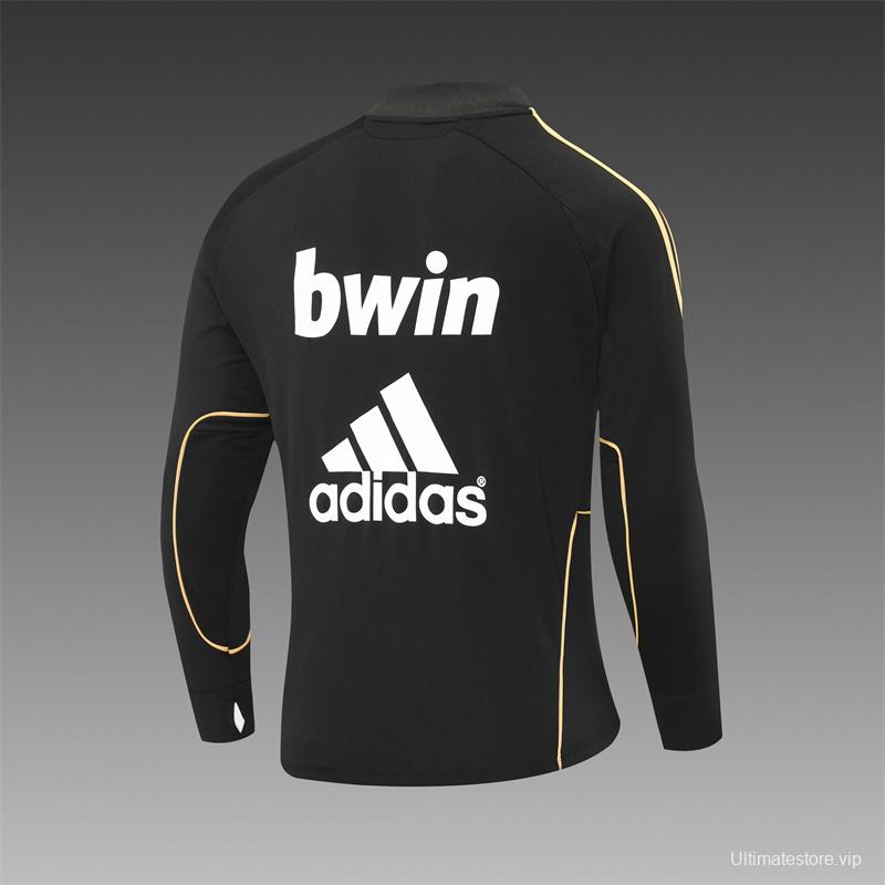 Retro 11/12 Real Madrid Black Half Zipper Jacket+Long Pants