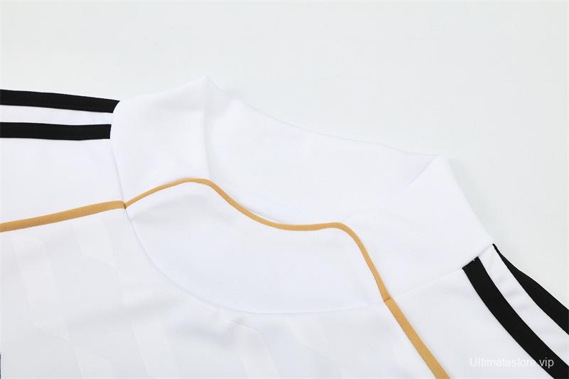 Retro 11/12 Real Madrid White Half Zipper Jacket+Long Pants