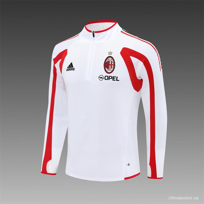 Retro 05/06 AC Milan White Half Zipper Jacket+Long Pants