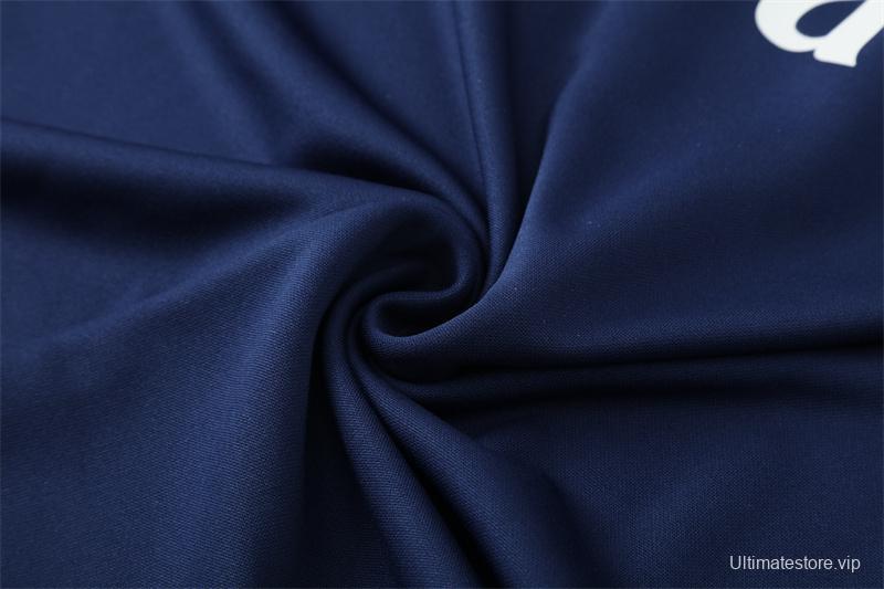 Retro 16/17 Real Madrid Royal Blue Half Zipper Jacket+Long Pants