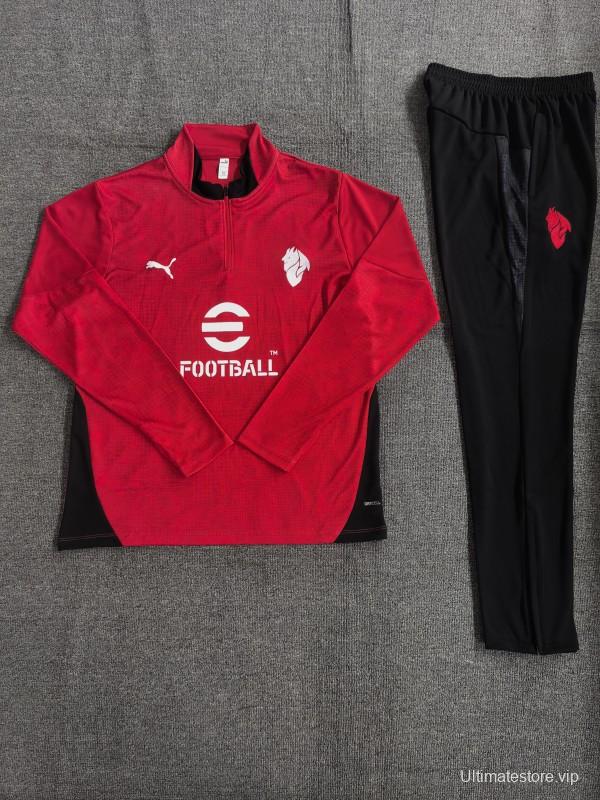25/26 Kids AC Milan Red Camouflage Half Zipper Jacket+Long Pants