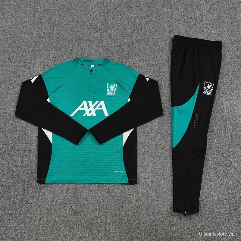 Player Version 25/26 Liverpool Green AD on Both Sleeves Half Zipper Jacket+Long Pants