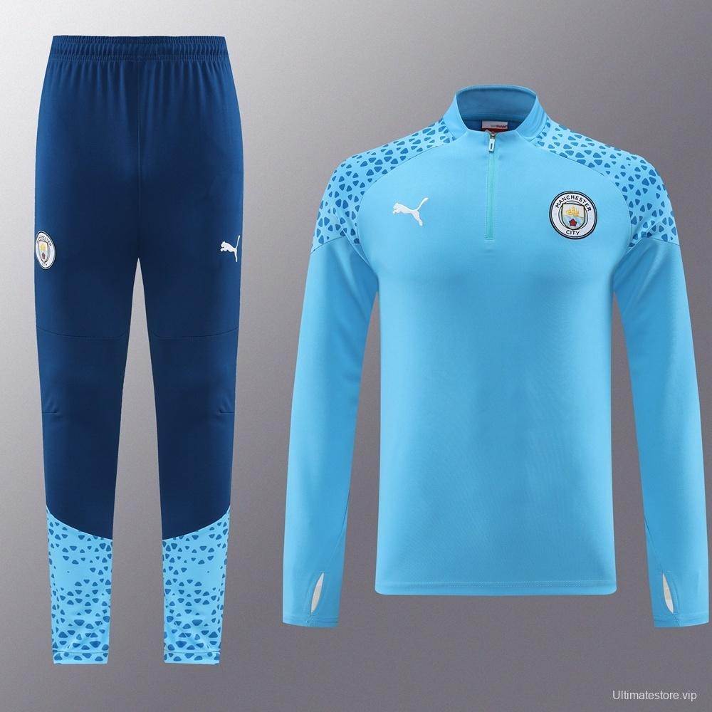 25/26  Manchester City Sky Blue Half Zipper Jacket+Long Pants