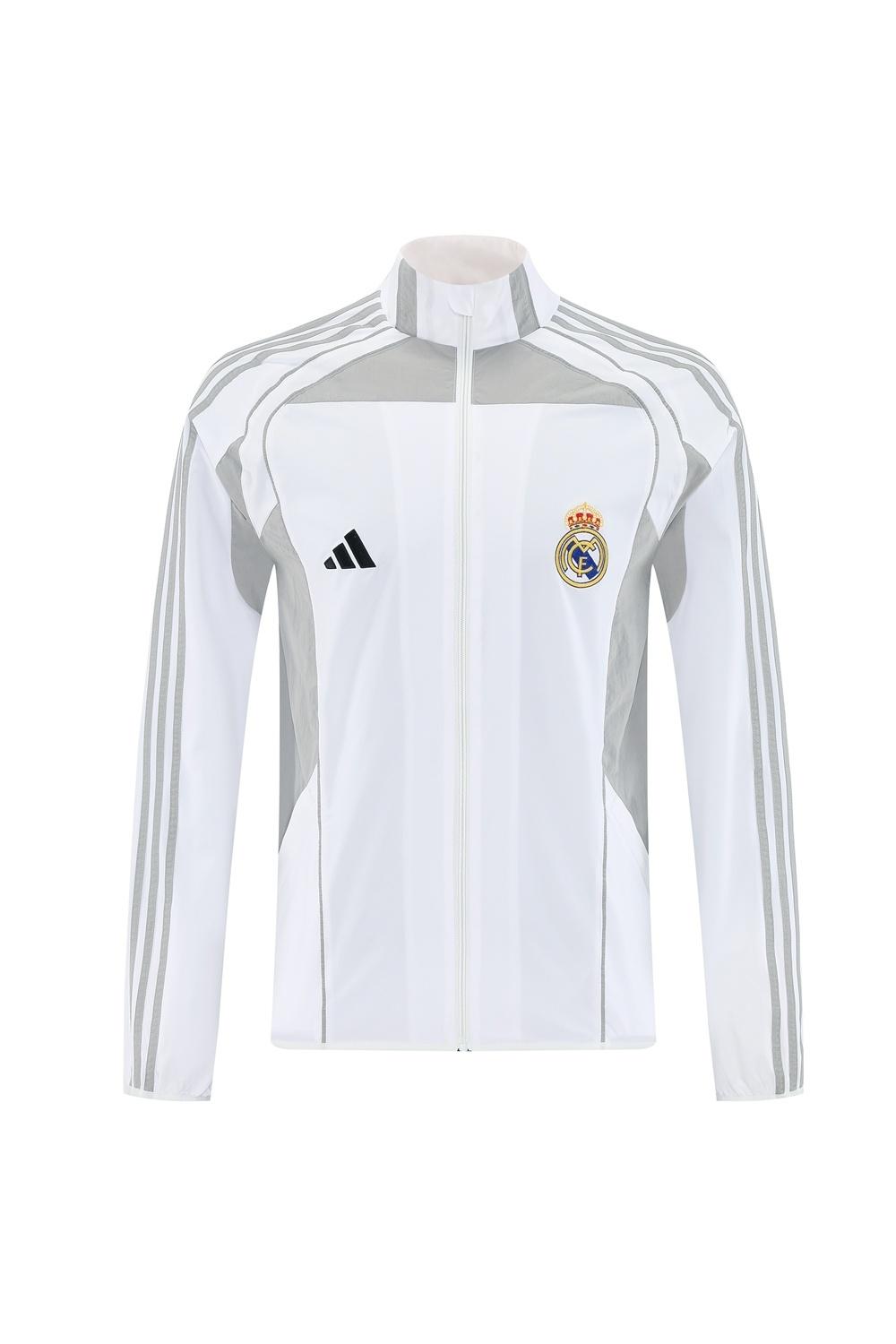 25/26 Real Madrid White Half Zipper Jacket+Long Pants S-3XL
