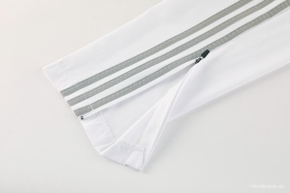 25/26 Real Madrid White Half Zipper Jacket+Long Pants S-3XL