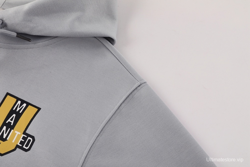 25/26 Manchester United Gray Half Zipper Jacket+Long Pants S-2XL