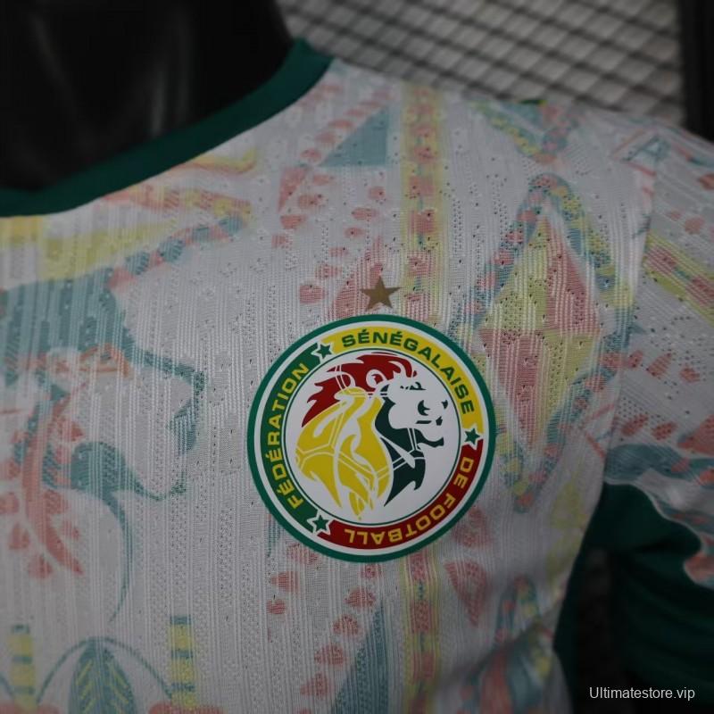 25/26 Player Version  Senegal Away White with African Traditional Pattern Jersey