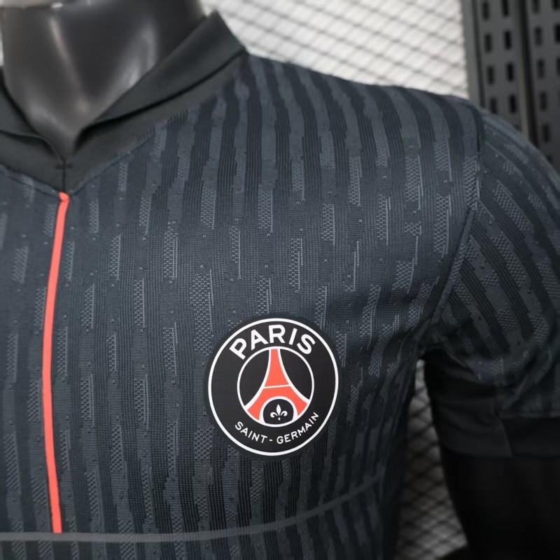 25/26 Player Version  Paris Saint-Germain Away Dark Grey with Vertical Stripe Pattern Jersey