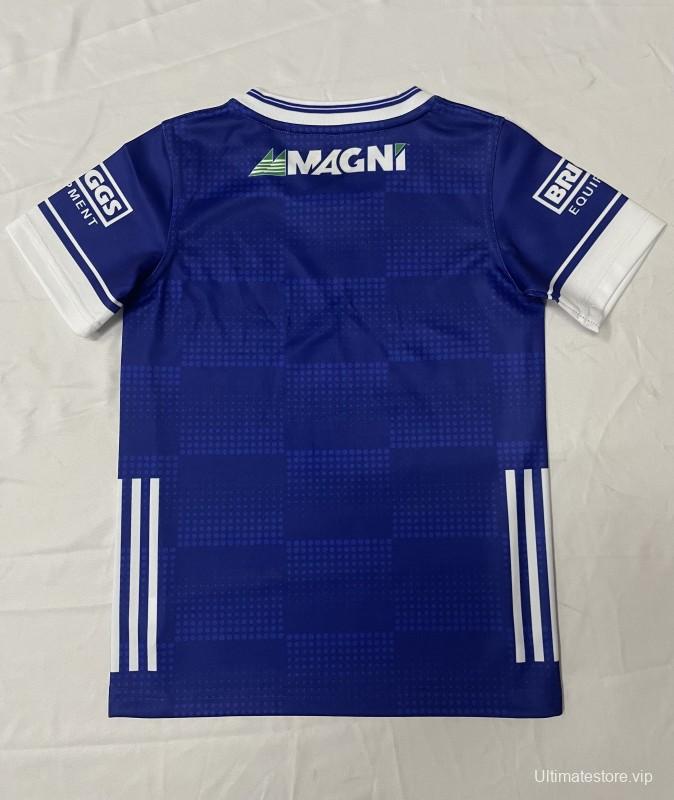 25/26 Kids Laois GAA Blue with White Hoop and Dot Pattern Home Jersey